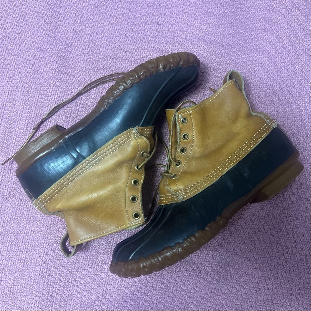 Vintage LL Bean Maine Hunting Shoe Unlined Brown Leather men’s 8